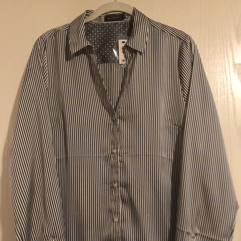 The Limited Navy and White strip button down shirt